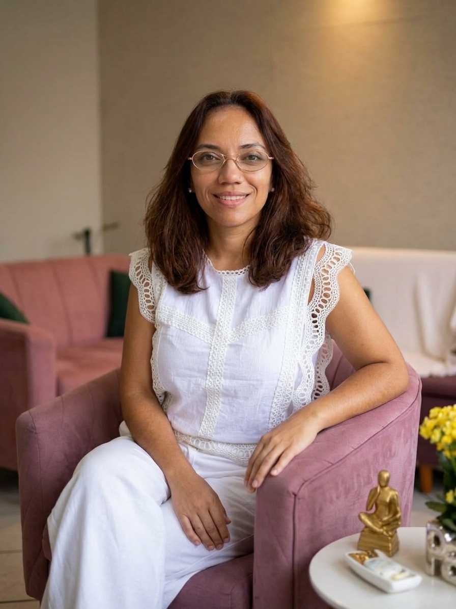Psicóloga Letícia Silva no consultório