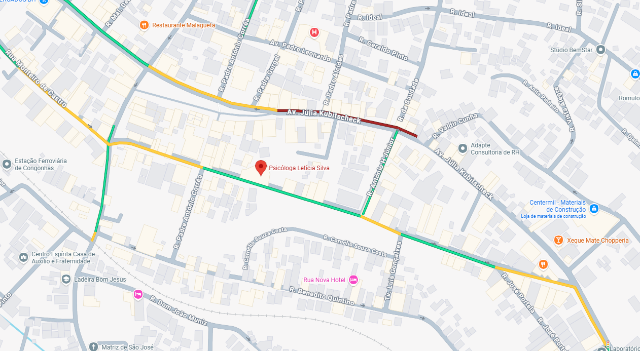 Mapa de localização do consultório de psicologia em Congonhas